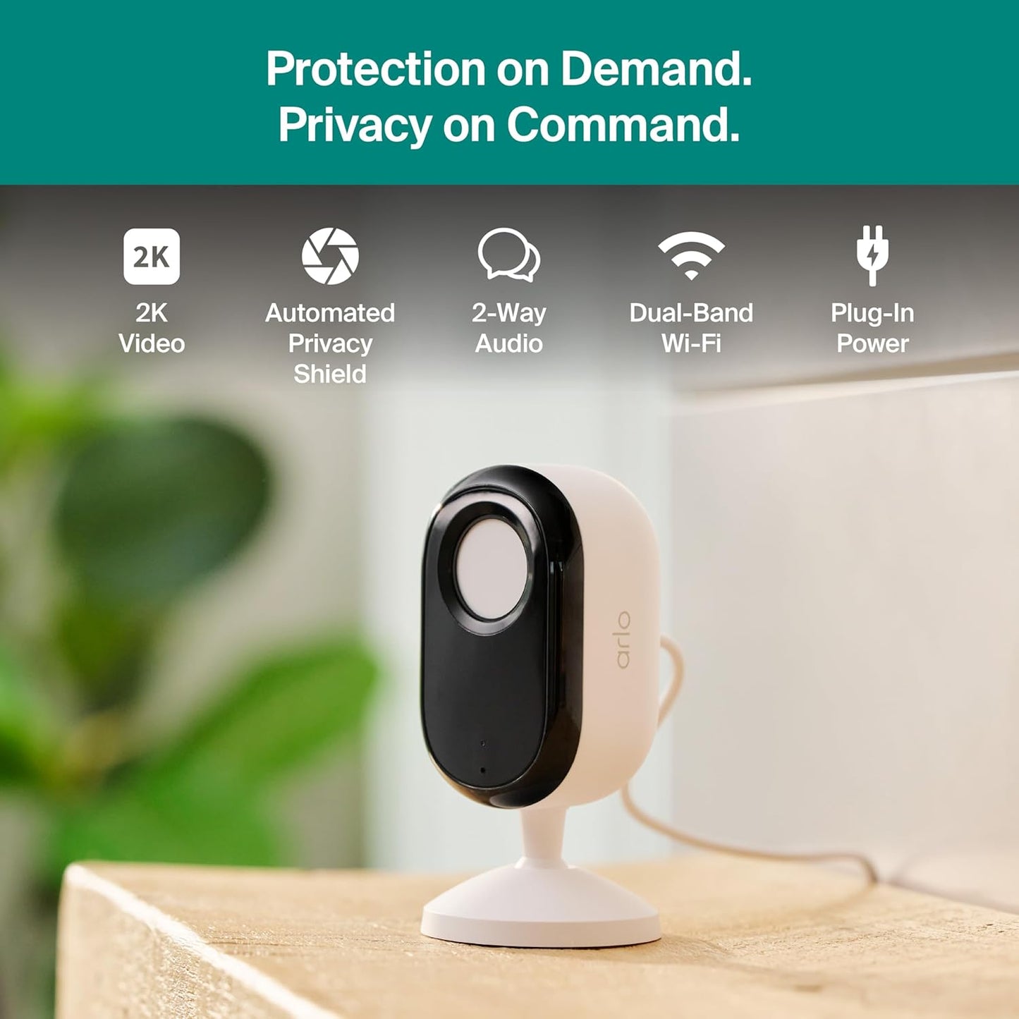 Arlo Essential Indoor Baby Camera 2K (3rd Gen) - Privacy Shield, 2-Cam | 2K baby & kid surveillance camera; Wired power; Privacy shield; Person detection; Night vision; 1-mo Secure plan incl.