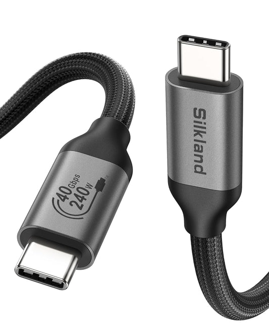 Silkland 40Gbps USB 4 for Thunderbolt 4 Cable 4FT, 240W PD3.1, 8K/Dual 4K | USB-IF Certified, Braided USB C Data Cable Compatible for SSD, MacBook, iPhone 17/16, iPad, Dock