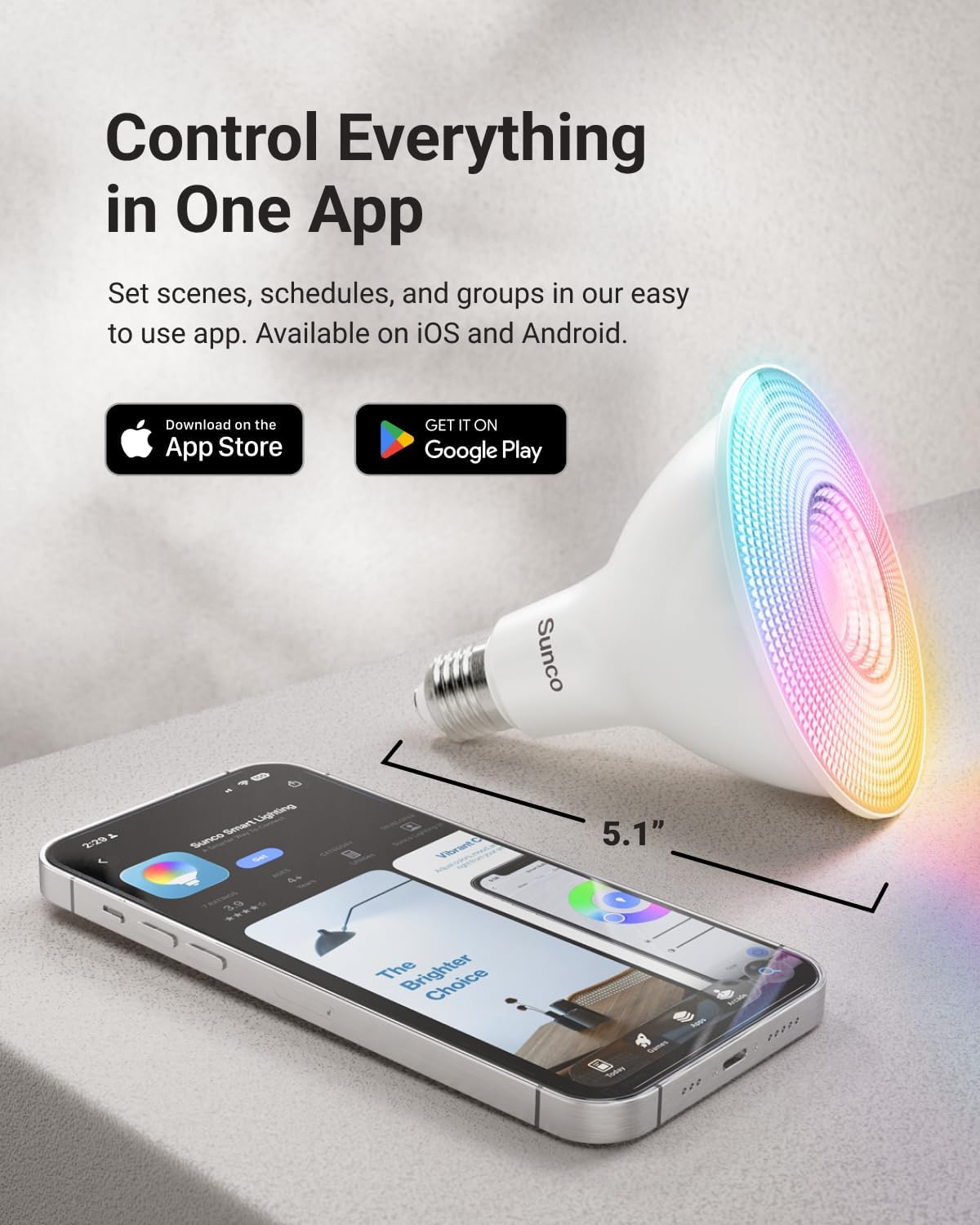 Sunco PAR38 Smart LED Flood Light Bulb, WiFi Color Changing, RGB Tunable White CCT, 13W, Dimmable, Works with Alexa & Google Home, No Hub Required, E26 Base, Outdoor for Backyard Porch Garage, 2 Pack