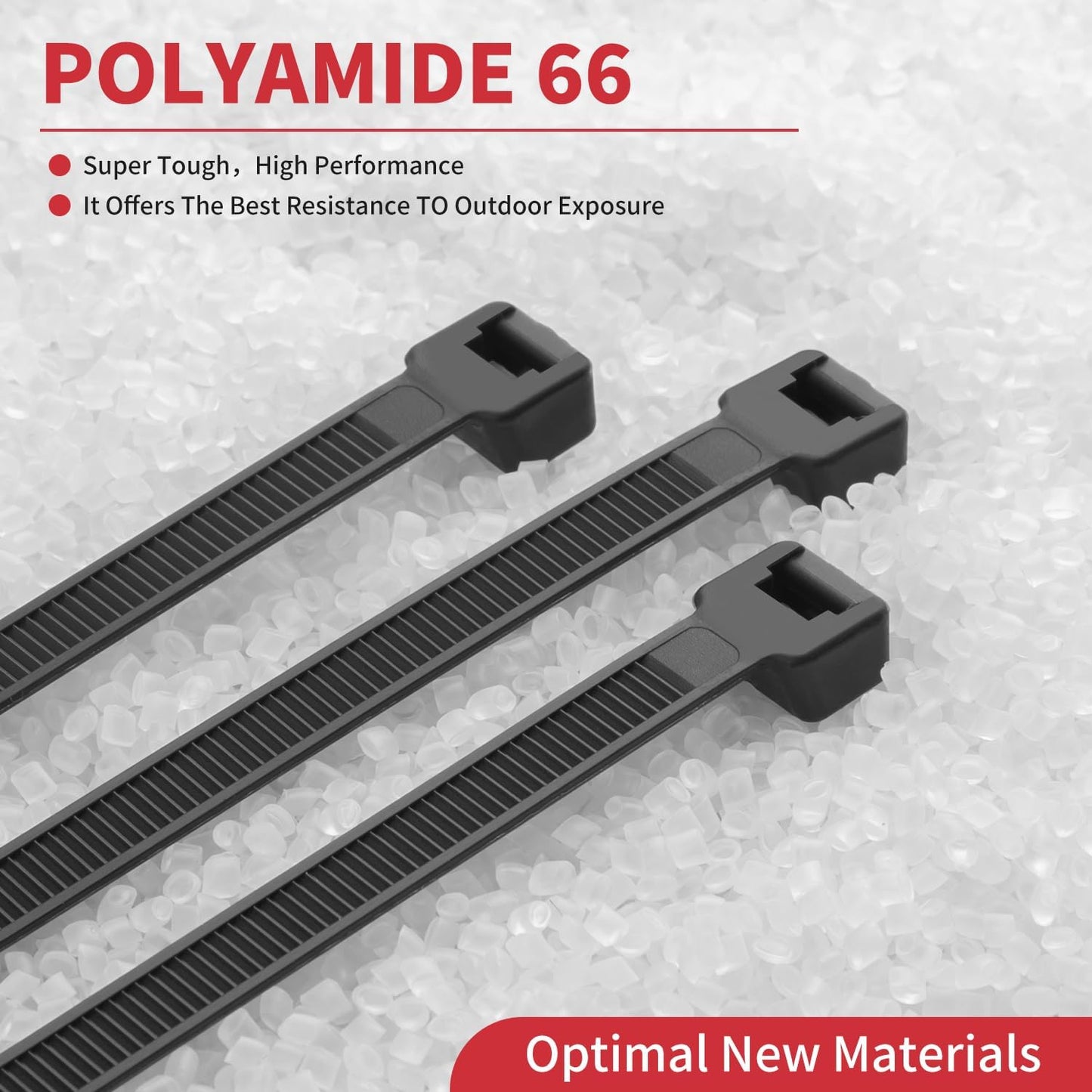 BethTie 500 Pack Black Zip Ties Heavy Duty Assorted Sizes, 8+12+14+18 Inch Cable Ties, 220lbs Ultra Strong Tensile Strength, Industrial Plastic Ties Wrap Assortment Cord Management for Outdoor Use