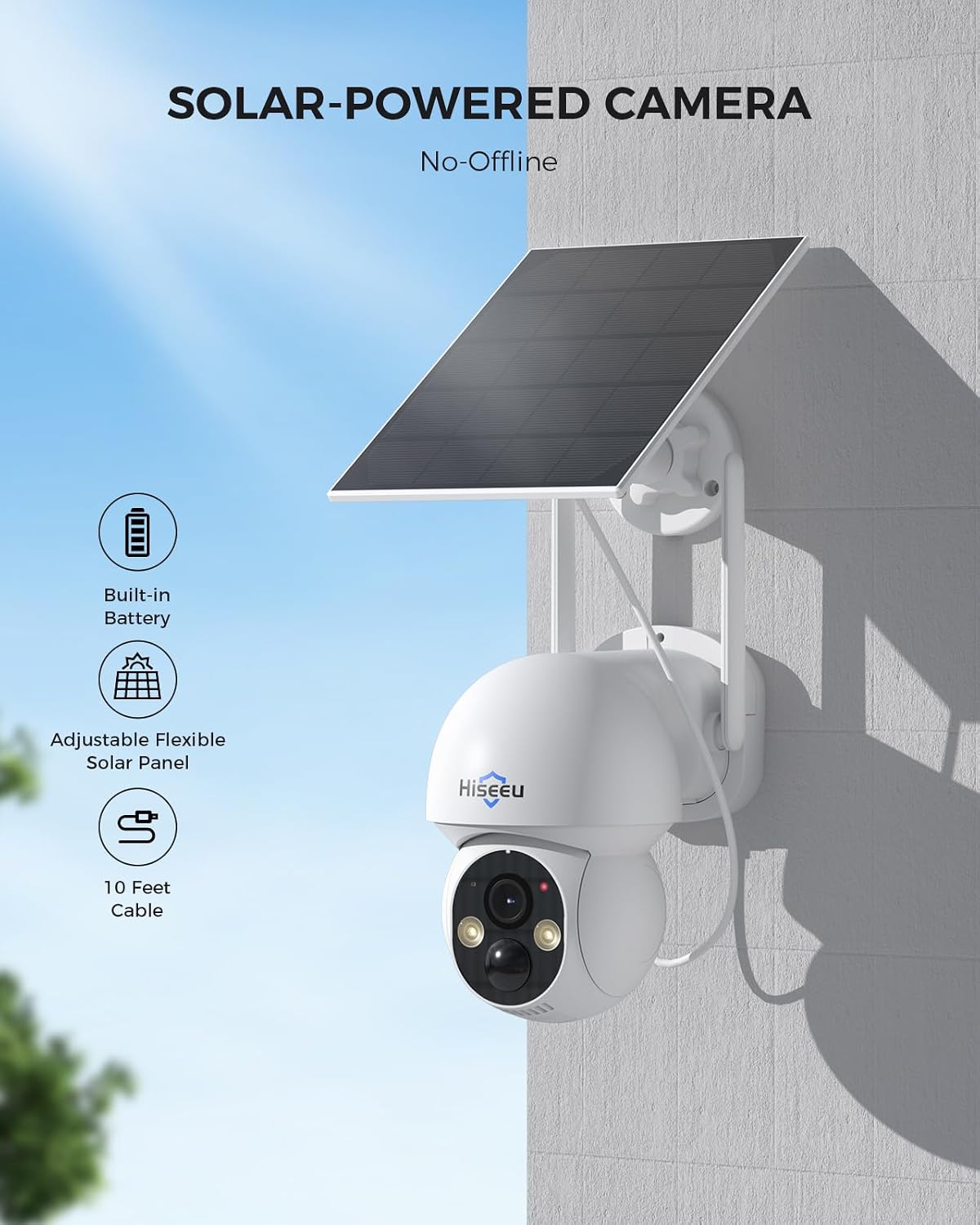 Hiseeu Solar Camera Wireless Outdoor, Home Security Camera System,500GB HDD