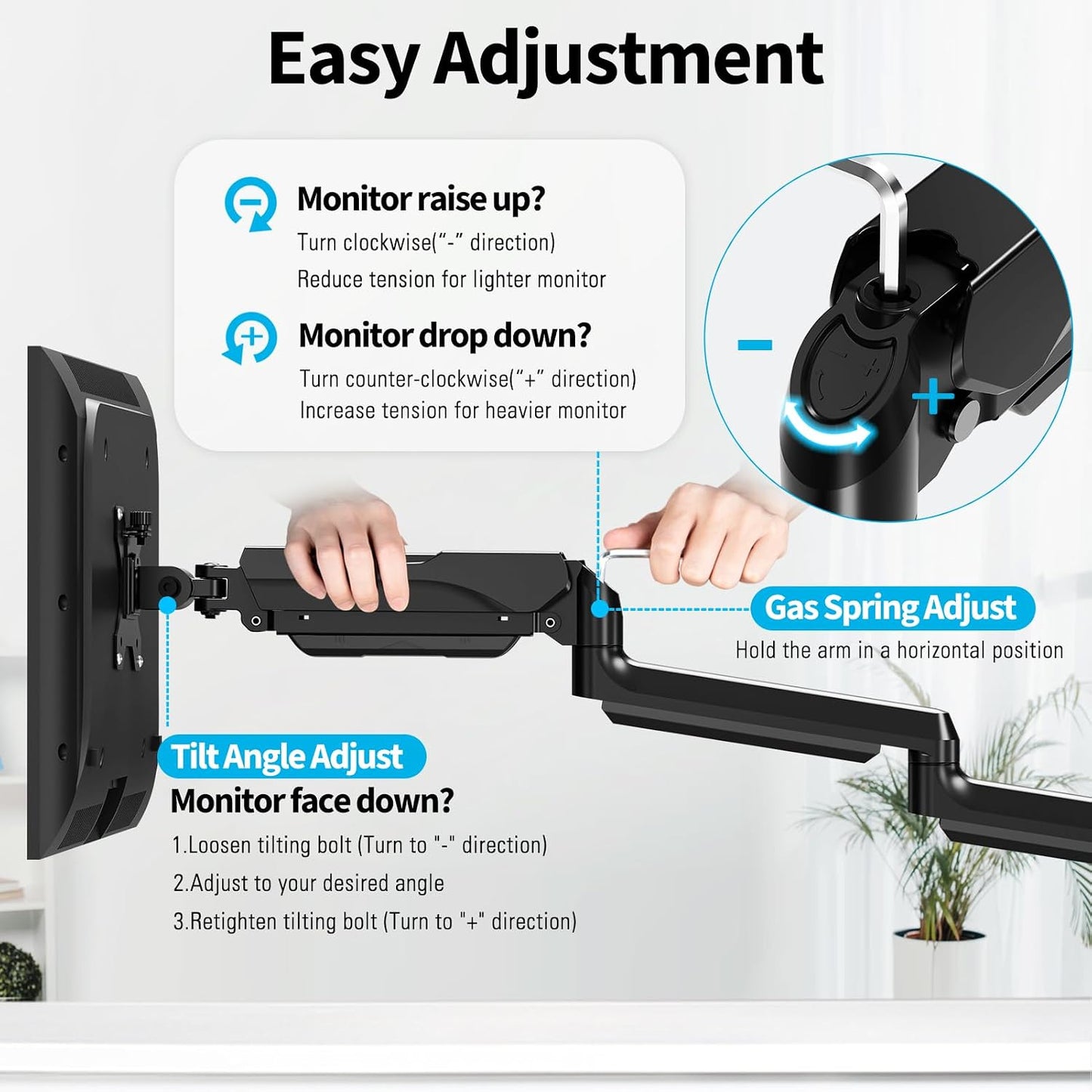 MOUNTUP Triple Monitor Mount for 17-32 inch Screens, Full Motion Triple Monitor Stand, 3 Monitors Desk Mount Holds 4.4-19.8 lbs Each, Clamp & Grommet Mounting, Black