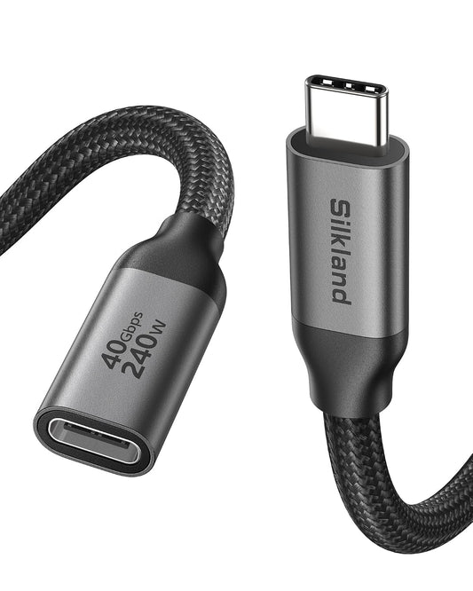 Silkland 40Gbps USB 4 Extension Cable for Thunderbolt 4, [240W Charging, 8K 60Hz] USB C Extender 3.3ft, 4K@240Hz Type C Male to Female Adapter Compatible for USBC Hub, iPhone 17/16, MacBook, iPad