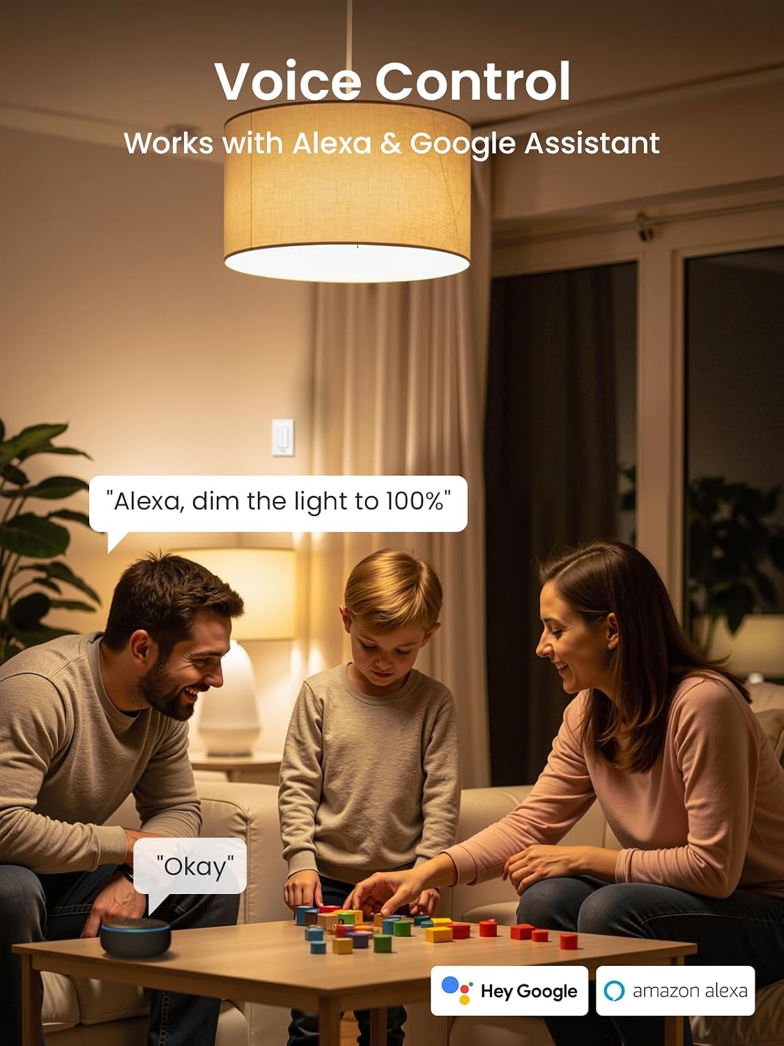 GHome Smart 3 Way Dimmer Switch, Dimmable Light Switch Works with Alexa & Google Home, WiFi 2.4Ghz, Compatible with Traditional 3 Way Switch or Work Seperately, Neutral Wire Required, FCC Certified