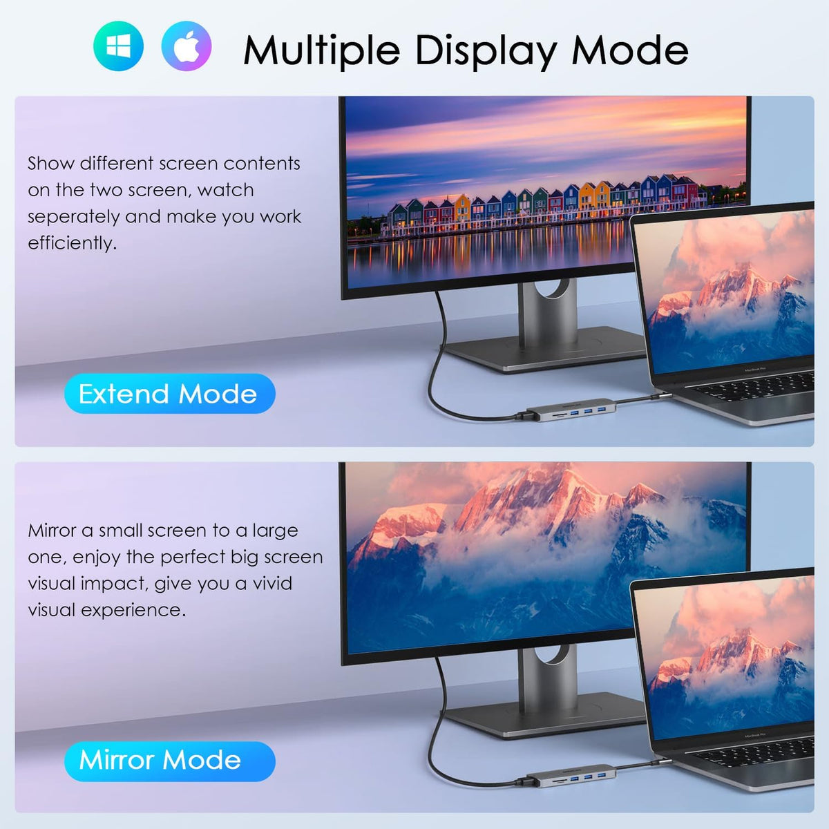 USB C Hub 10-in-1 with 4K HDMI Adapter, SD/TF Card Reader, 100W PD Charging, 2 USB 3.0 Ports, and 3 USB 2.0 Ports for MacBook Pro/Air, Dell XPS, Lenovo ThinkPad, etc.