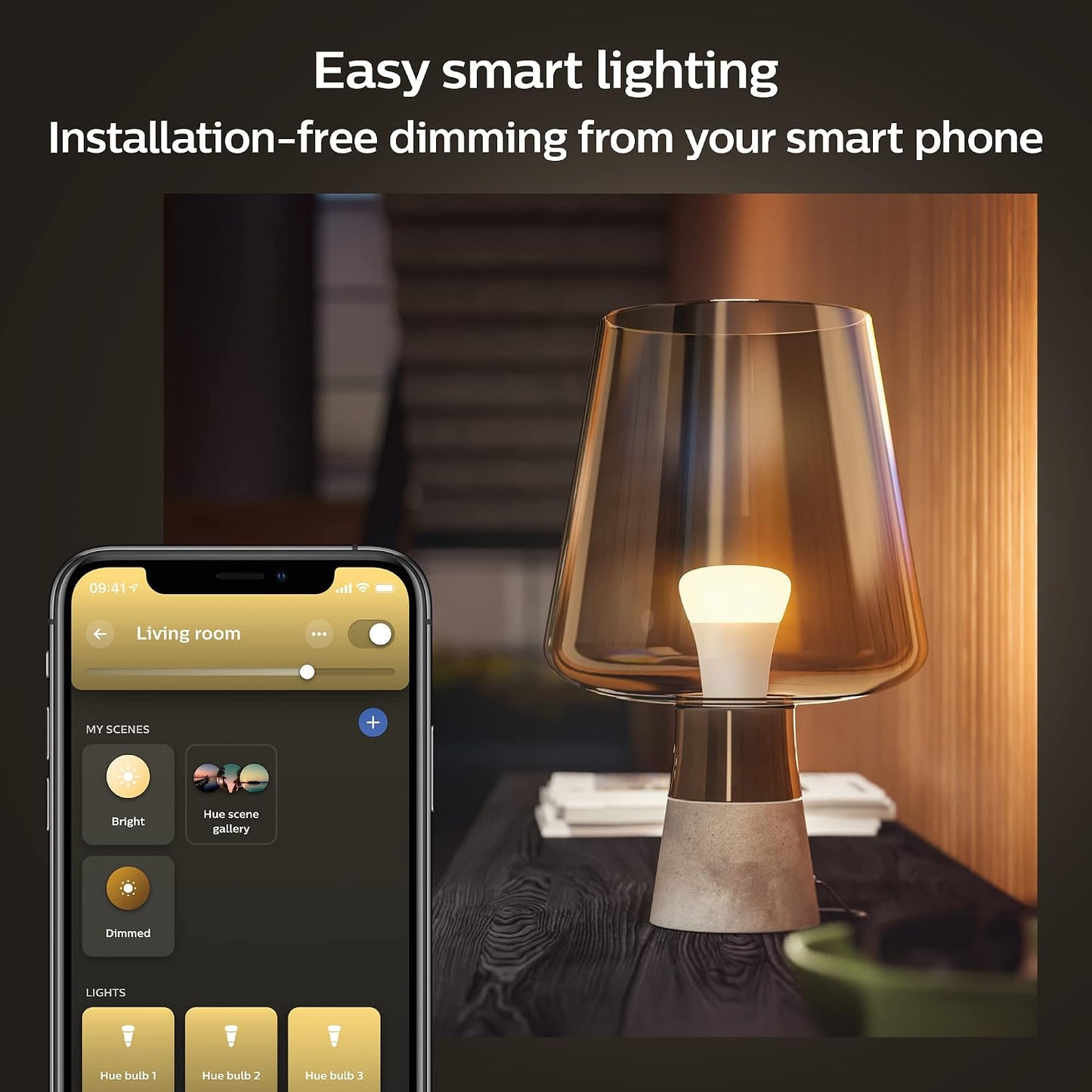 Philips Hue Smart 60W A19 LED Bulb - Soft Warm White Light - 4 Pack - 800LM - E26 - Indoor - Control with Hue App - Compatible with Alexa, Google Assistant and Apple Homekit