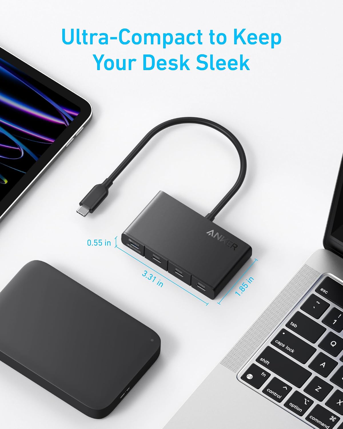 Anker USB-C Hub, 4-in-1 USB-C Adapter, USB-C Splitter for 4K Display
