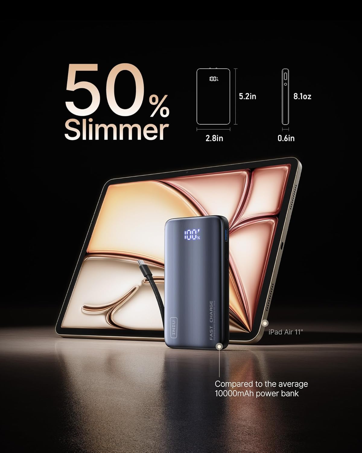 INIU 45W Fast Charging Portable Charger, 10000mAh with Built in Wall Plug | Slimmest, Built-in Wall Plug, USB-C Cable, GaN, Flight-Safe, 3 in 1 Power Bank for iPhone 17, Samsung, iPad etc