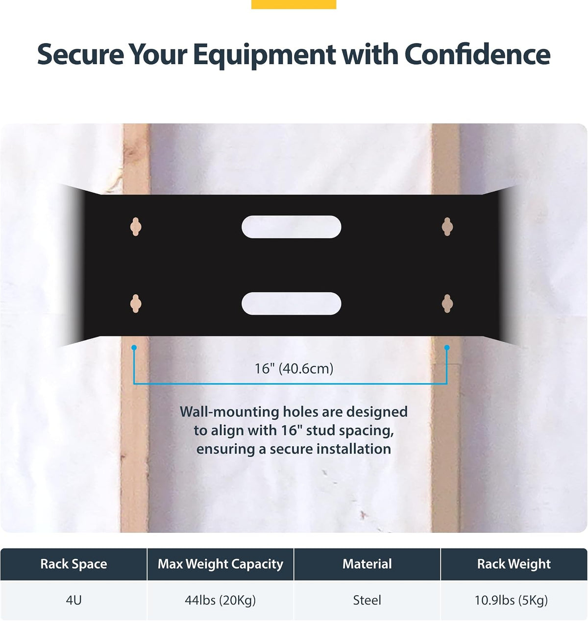 StarTech.com 4U Wall Mount Network Rack - 14 Inch Deep (Low Profile) - 19" Patch Panel Bracket for Shallow Server and IT Equipment, Network Switches - 44lbs/20kg Weight Capacity, Black (WALLMOUNT4)