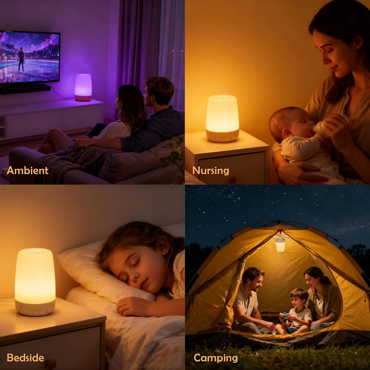ELITUN LED Night Light, Cordless Bedside Lamp for Bedroom