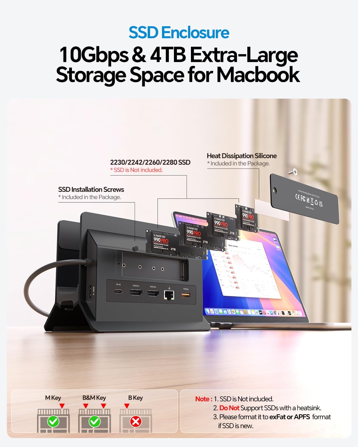 MacBook Docking Station Dual Monitor 4K@60Hz for MacBook Pro/Air M5/M4