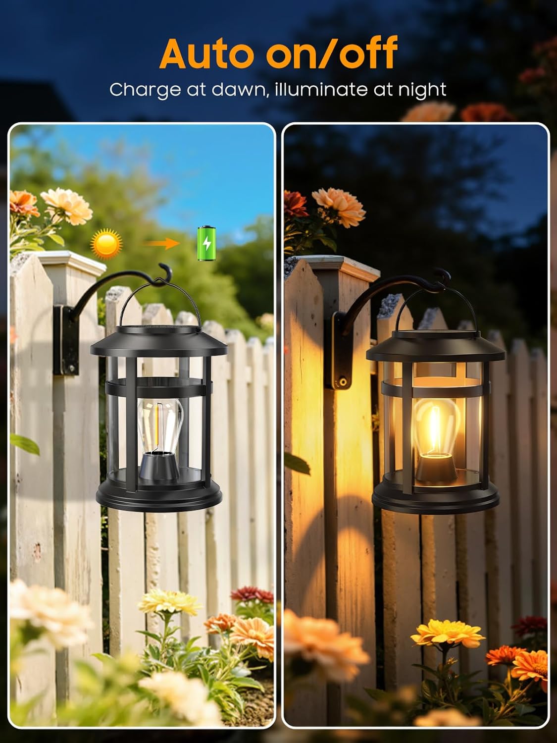 Solar Lantern Outdoor Waterproof, 2 Pack Bright Hanging Solar Lights for Outside Decorative, Upgraded Solar Powered Lanterns LED Lighting for Garden Patio Porch Decor Gifts (Warm Light)