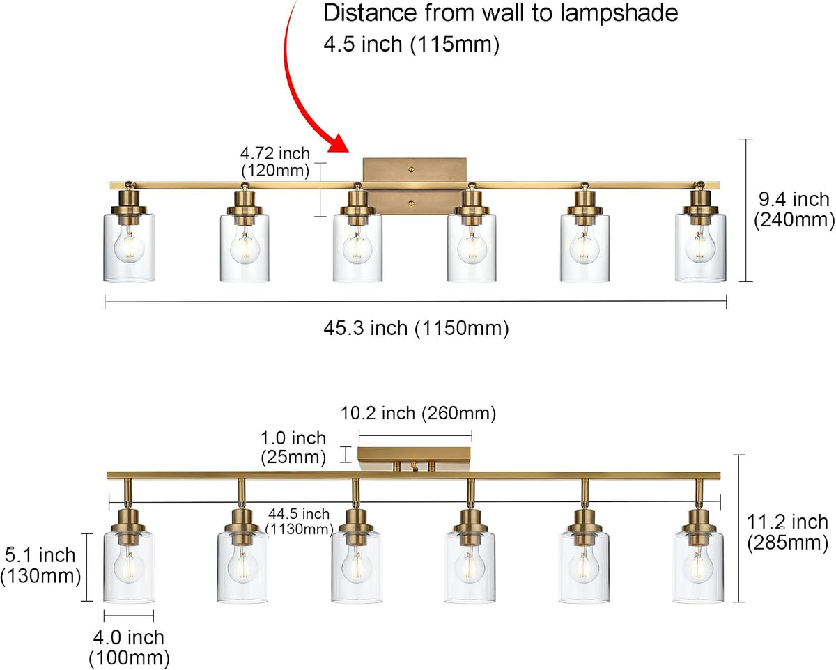 MELUCEE 6 Light Multi-Directional Rotating Track Lighting Kit Brass