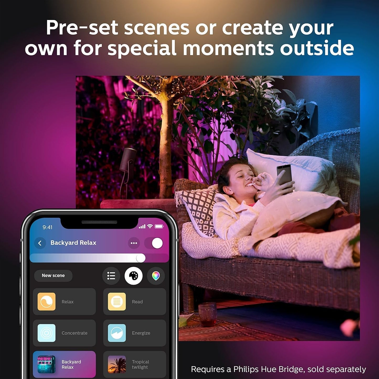 Philips Hue Lily Outdoor Smart Spotlight Base Kit, 3 Pack, White and Color Ambiance LED Walkway Lights, Low Voltage Landscape Lighting, Requires Bridge, Control with App & Voice, Weatherproof