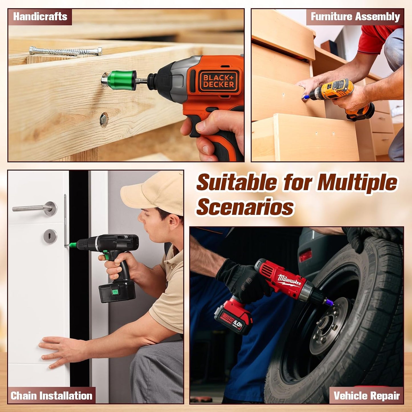 Magnetic Screw Ring, 1/4", for Use with Electric Drills, 3PCS | Magnetic Attachment, Enhanced Magnetic Strength of the Bit, Removable