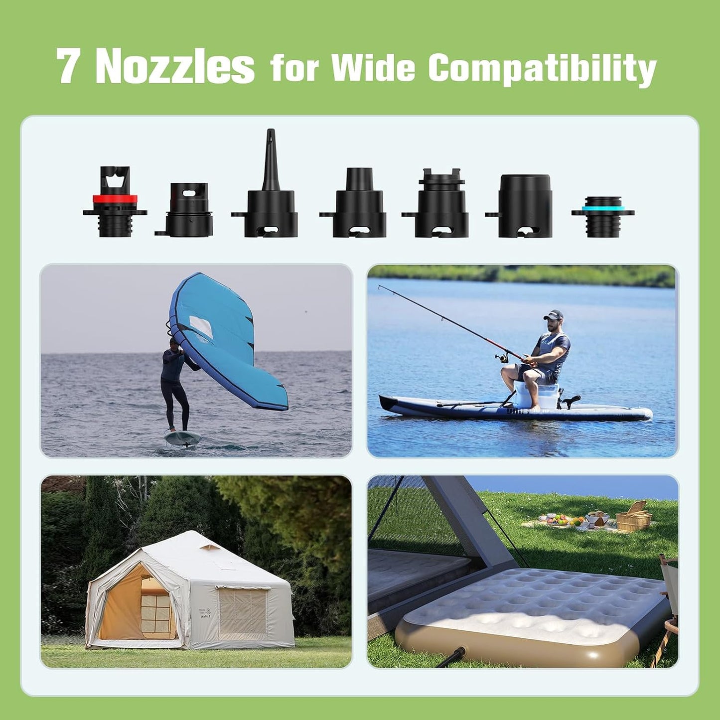 Electric SUP Pump, 20PSI Rechargeable Paddle Board Pump | Cordless, High Pressure, Dual Stage Inflation, Auto Shut-off, for Paddle Boards, Kayaks, Kite Wings, Tents and Air Mattresses