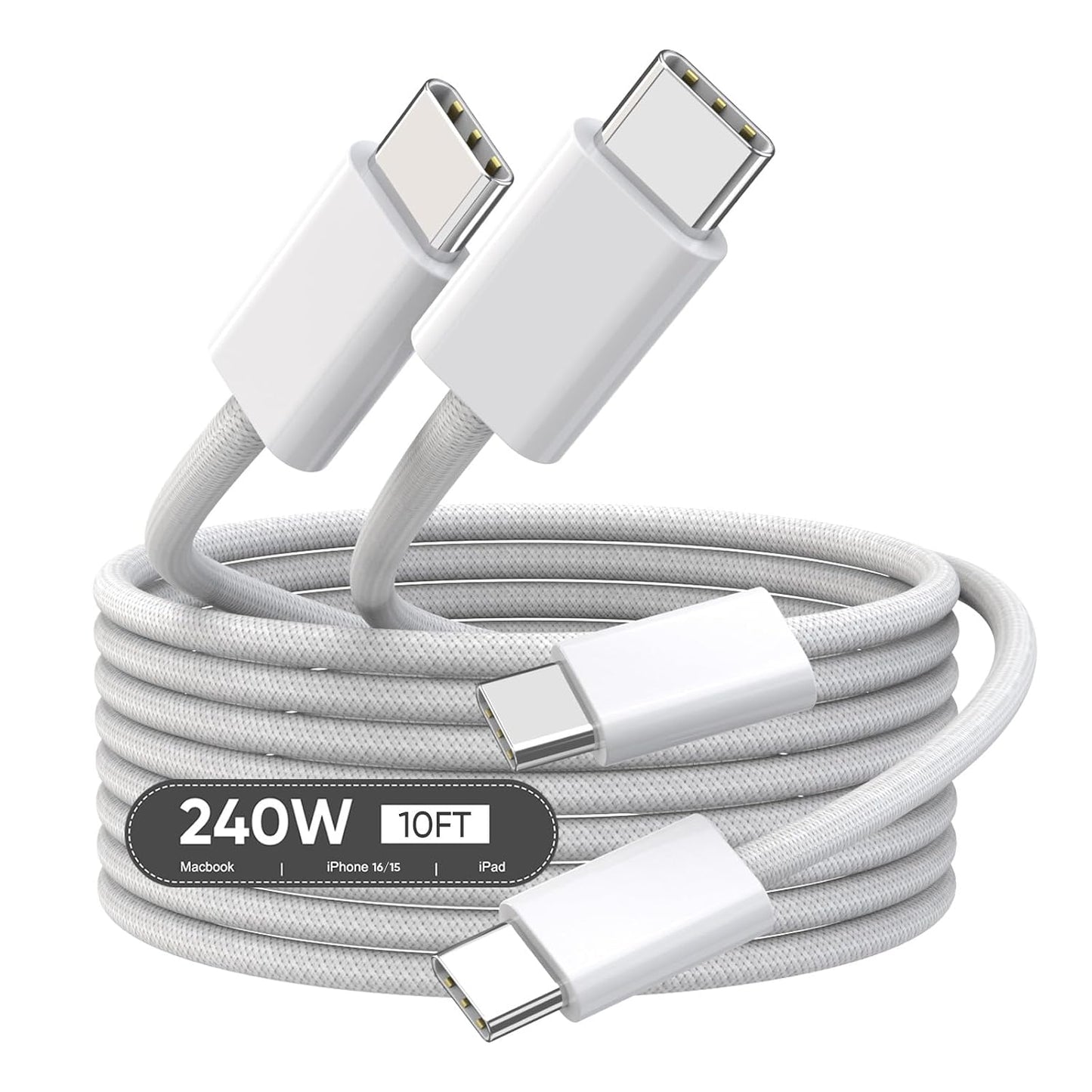USB C to USB C, 240W USB C Cable, 6.6ft C to C Cable Fast Charging for Macbook Pro/Macbook Air, iPad Pro 12.9-inch, iPhone 15/Pro Max/Pro/Plus, Samsung Galaxy S23,Compatible 140W/100W /65W/45W/35W/20W