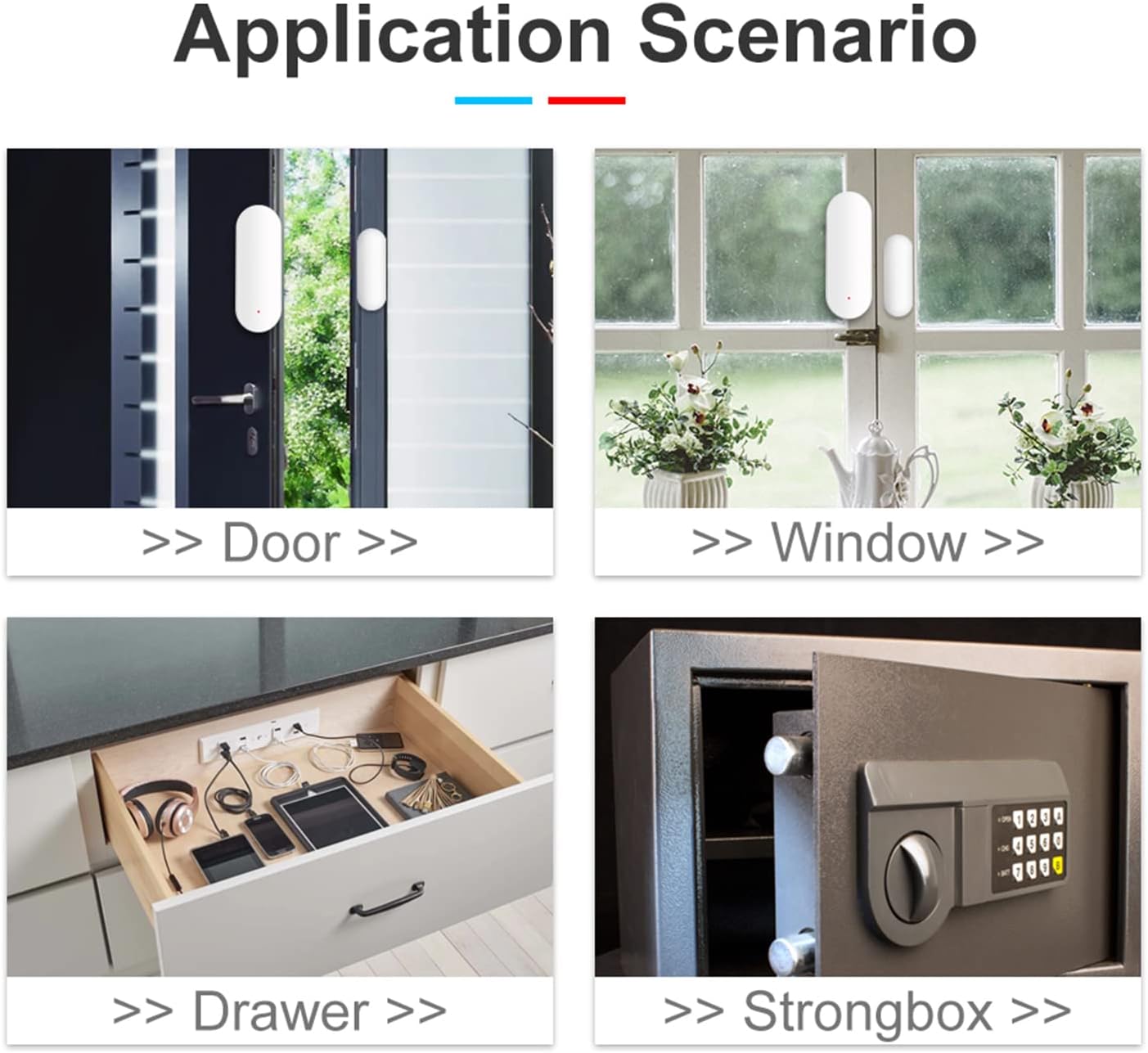 WiFi Door Window Sensor: Smart Contact Sensor with App Alerts, Door Open Detector Compatible with Alexa Google Assistant, Entry Detector Sensor for Home Security and Home Automation (4-Pack)