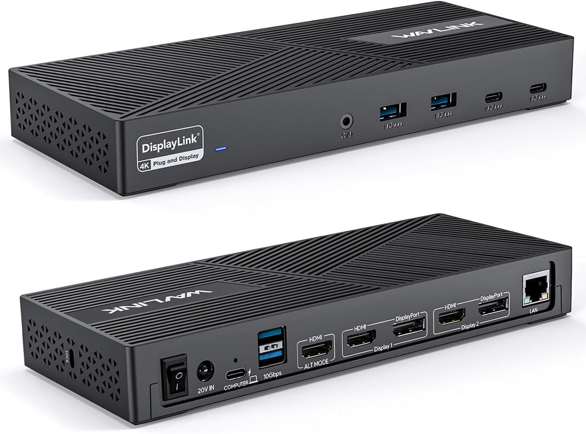 WAVLINK USB-C Triple Monitor Docking Station, 3 * 4K@60Hz Displaylink Dock