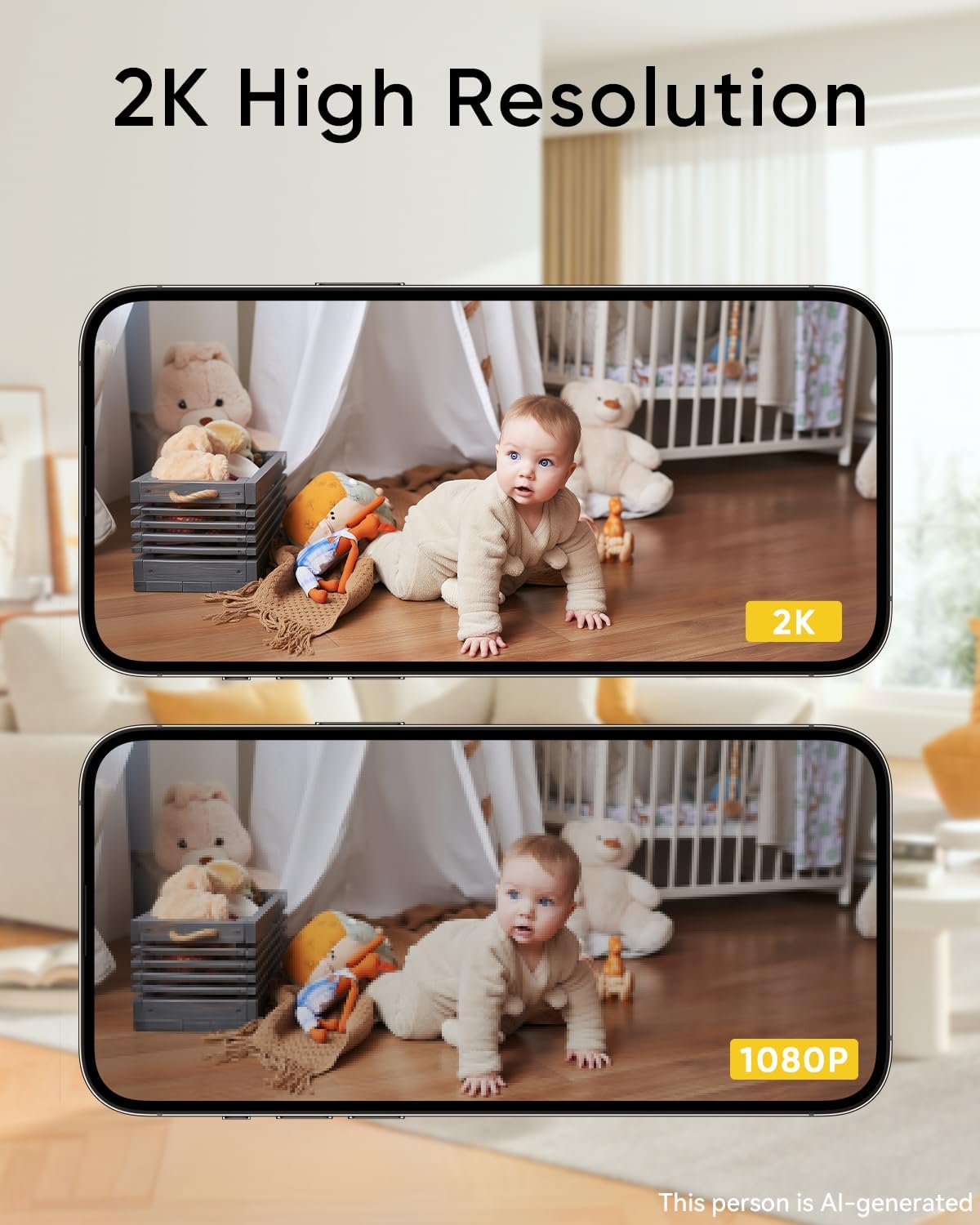 BoyKeep 2K Cameras for Home Security, 2-Pack Indoor Camera with Night Vision, Pet Camera Indoor with Phone App, Motion Detection, 2-Way Audio, Cloud/SD Card Storage, Compatible with Alexa