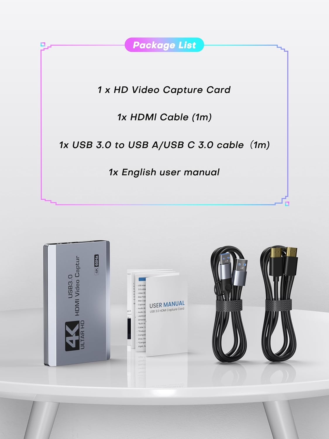 XIIXMASK 4K HDMI Capture Card, USB 3.0 4K60FPS Capture with Pass-Through | Features USB A/C for 4K60FPS & 1080P 120FPS video game capture & streaming. for PS4/5, Xbox, Switch1/2, PC, Mac & camera.