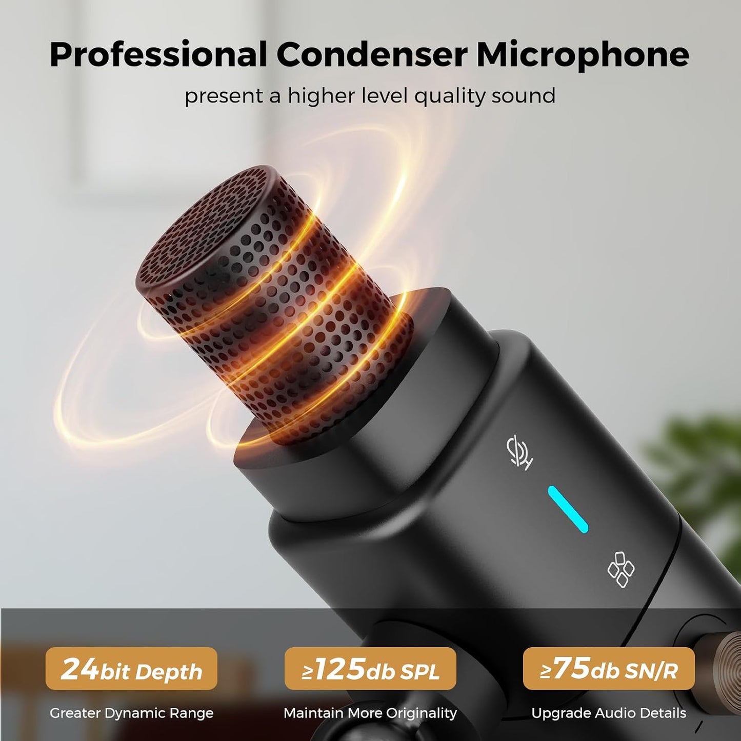 NearStream AM25X Gen3 USB/XLR Podcast Microphone for PC/Audio Mixer | Condenser Mic with Desk Stand for Stream/Podcast, USB-C Noise Canceling, Volume, Headphone Jack, Mute, XLR for Audio Mixers