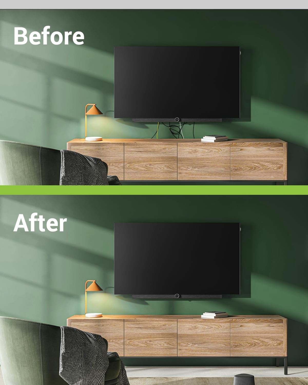 in Wall Cable Management Kit for Wall Mounted TV, with Hole Saw | Slim Wall Cable Pass Through, TV Wire Hider Kit, For Network, HDMI, Speaker, Coaxial Cables, White, 2 Pack