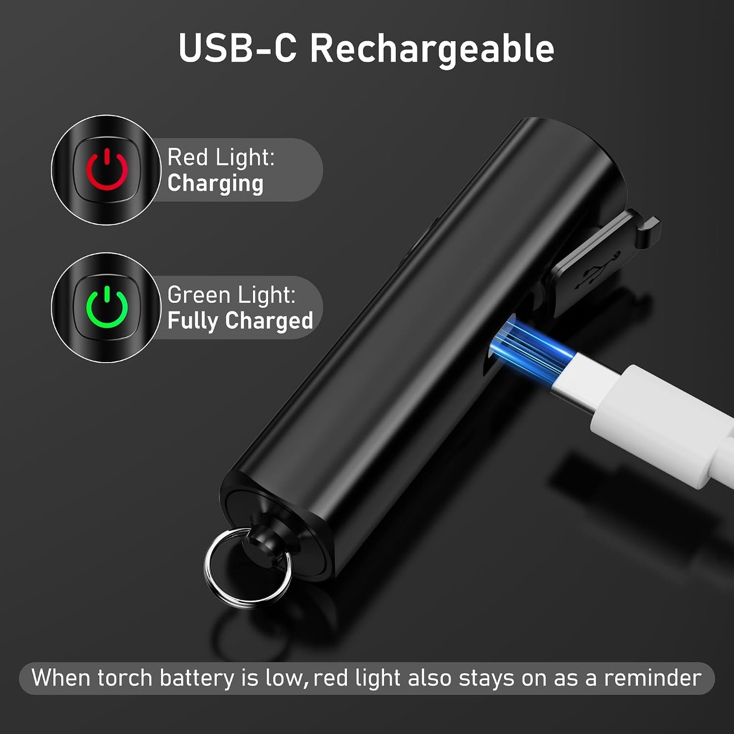 Blukar 2 Pack EDC Rechargeable Keychain Flashlight, 360L Mini Flash Light | 3 Lighting Modes, Memory Function, Waterproof, Compact Pocket Light for Everyday Carry, Emergency, Camping, Outdoor