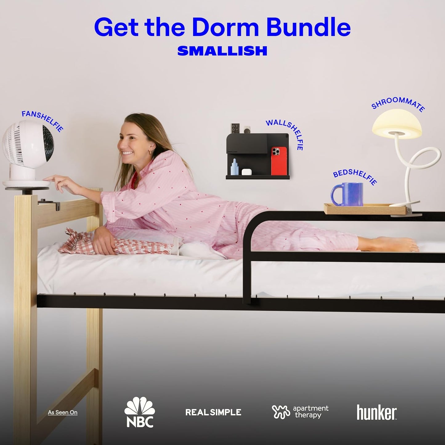 Shroommate Dorm Room Essential Clip On Bed Light - Headboard and Bedside Table Lamp, Flexible Reading Lamp, Night Light for Kids Nursery, Clip on for Desk, MultiColor LEDs, Adapter Included (White)