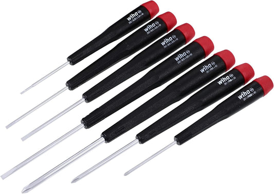 Wiha 26197 Precision Screwdriver Set, 7-Piece Mini Slotted & Phillips, PicoFinish Handles with Rotating Caps, Small Screwdrivers for Electronics & Fine Work | PicoFinish Handles with Rotating Caps, Small Screwdrivers for Electronics and Fine Work
