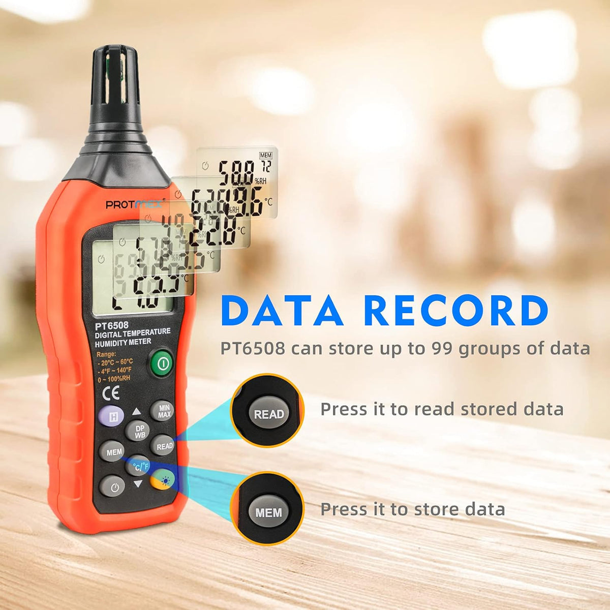 Protmex PT6508 Temperature Humidity Meter - Wet Bulb for Indoor/Outdoor