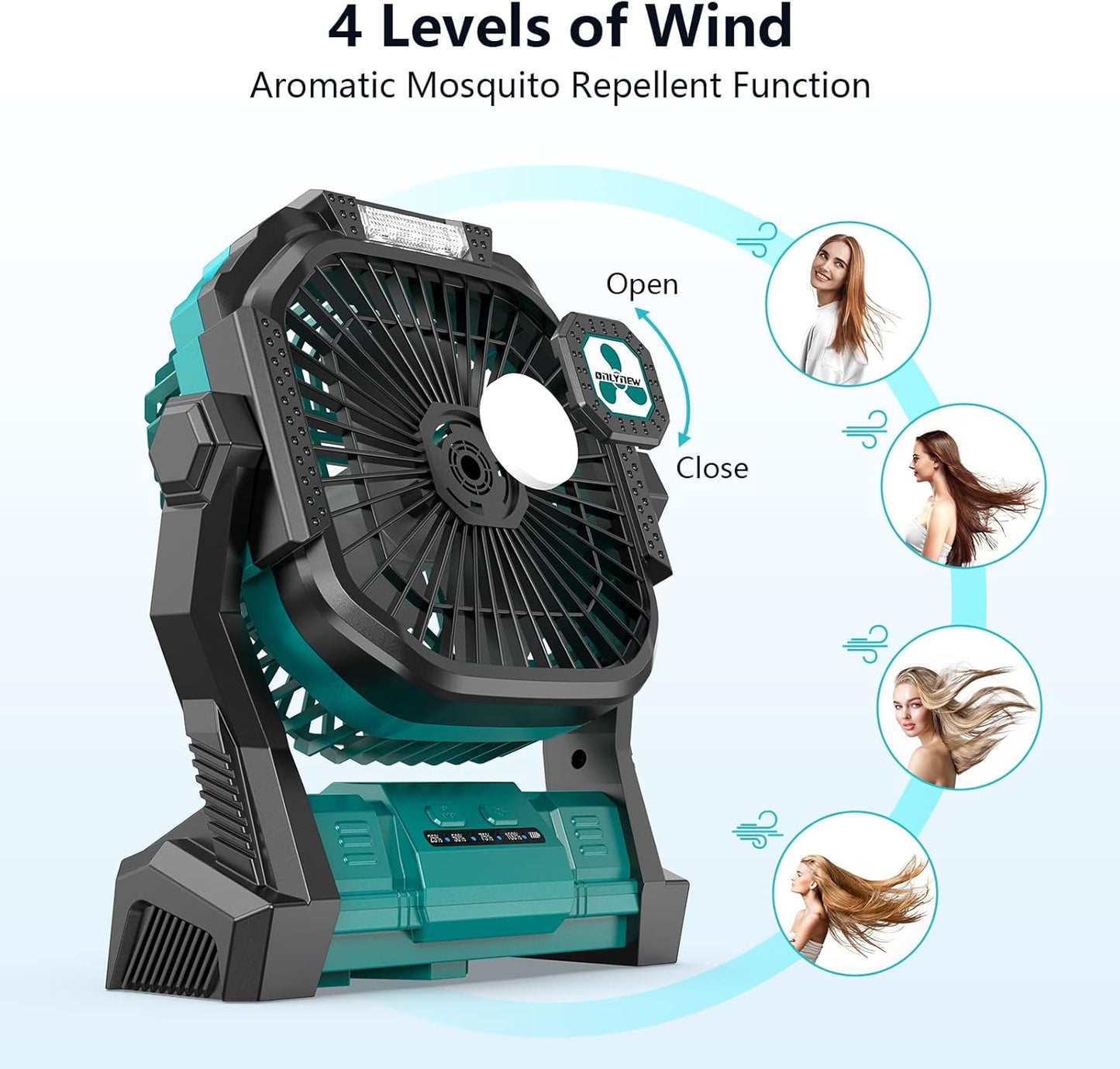 Portable Fan Rechargeable, 20000mAh Cordless Battery Powered Fan with LED Lantern Battery Operated for Travel Bedroom Home Camping Tent Office Beach Desk Fishing Table