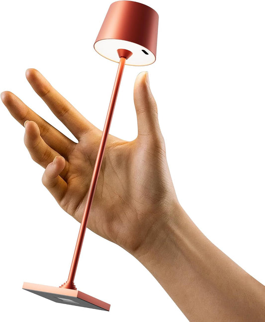 Timjorman Compact Cordless Table Lamp, Rechargeable LED Night Light, Dual Light Source (RGB Top & Warm Bottom), Touch Control & Timer, Metal Lamp for Bedroom & Kids Room (Red 1-Pack)