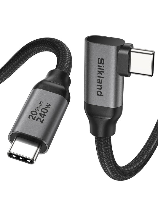 Silkland 20Gbps USB C Data Cable Right Angle, 1.6FT USB C to USB C Cable