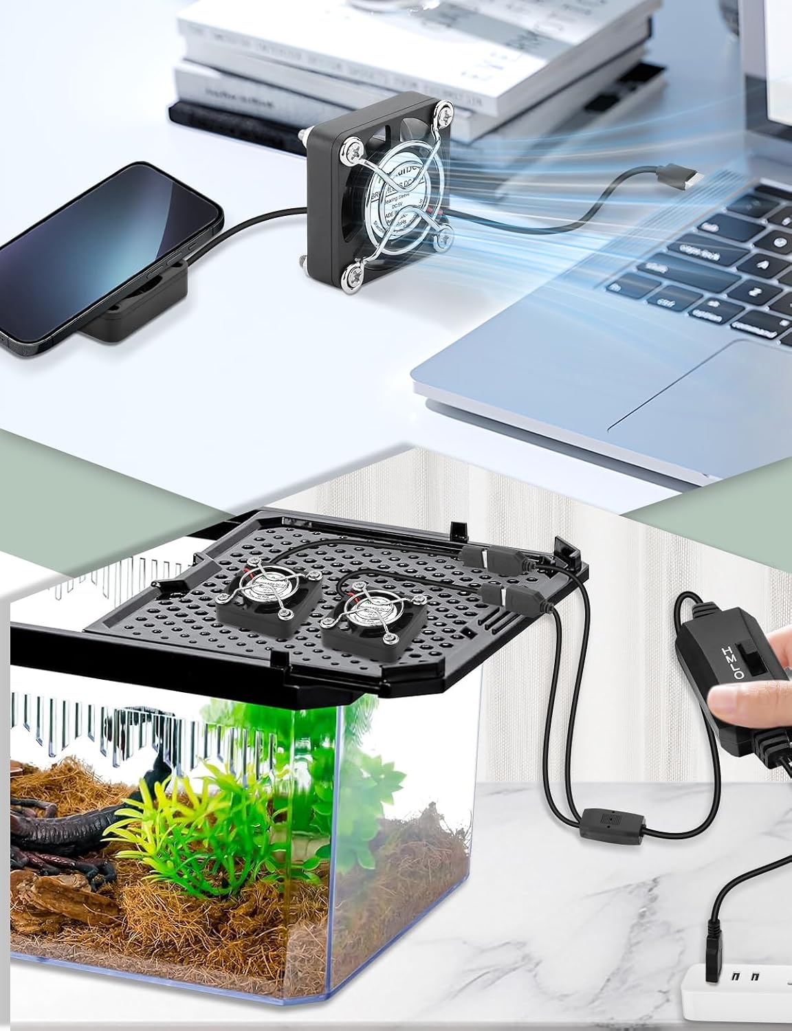 40mm USB Fan 2pcs, 5V Mini Cooling Brushless Fan with Speed Control | 4010 Small Box Fan for PC Computer PlayStation Xbox Router Terrarium Aquarium Welding Helmet Raspberry Pi