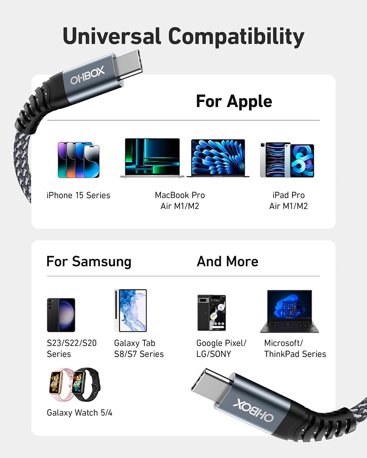 USB C to USB C Cable 60W [2Pack 6FT] USB Type C Fast Charging Cable for Car | Durable Braided iPhone USB C Charger Cable USBC to USBC Cord for iPhone 17/16/15/Pro Max/Plus, Samsung Galaxy S23 and More