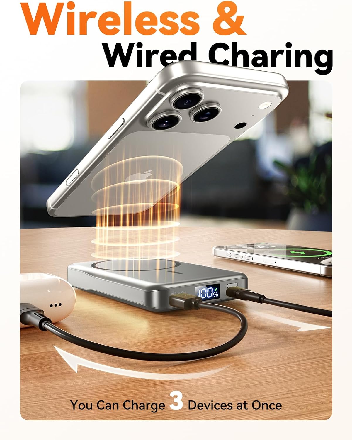 Magnetic Portable Charger 10000mAh, Fast Charging MagSafe Battery Pack | 20W USB-C Fast Charging PowerBank with LED Display,Travel Essentials Wireless Charger for iPhone 17/16/15/14/13/12, Darkgray
