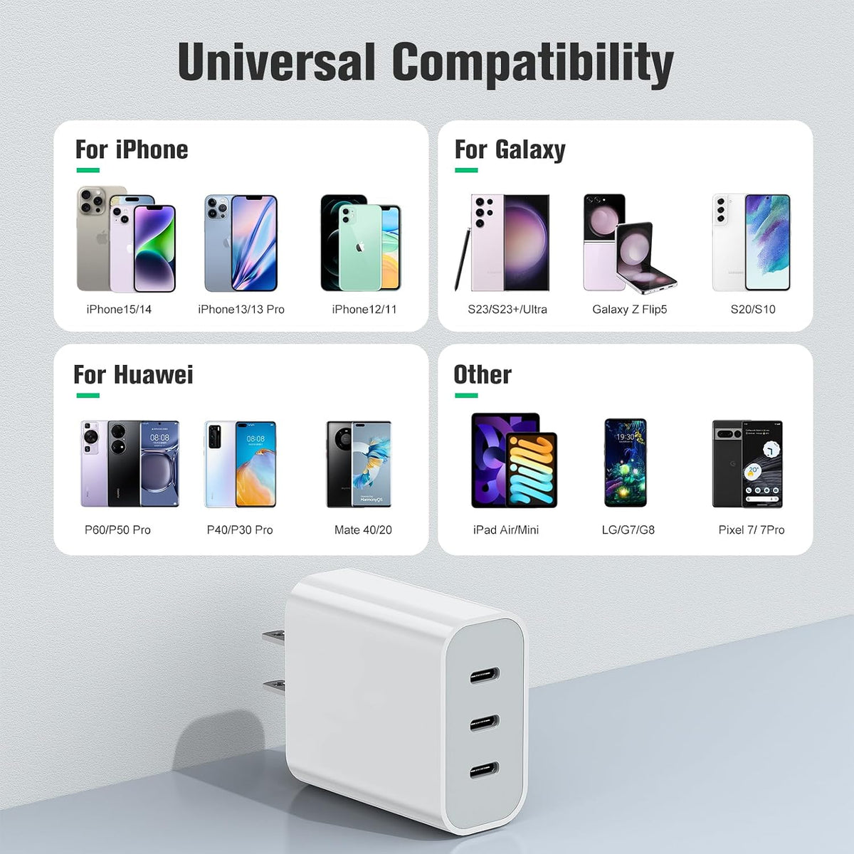 USB C Charger Block, Amoner 35W 3-Port USB C Block Fast Wall Charger