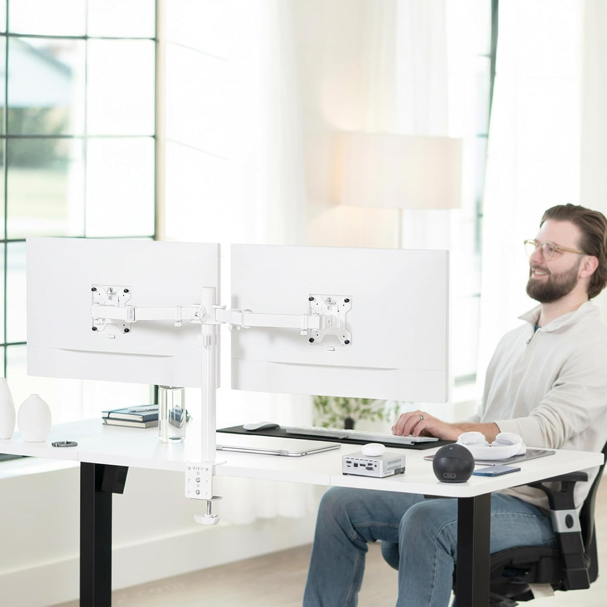 VIVO Dual Monitor Desk Mount for 13 to 30 inch Screens, STAND-V002W