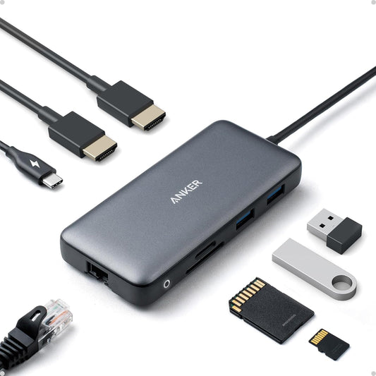 Anker Laptop Docking Station Dual Monitor, 8-in-1 USB C Hub with 4K HDMI | Dual HDMI USB C Dock, 1Gbps Ethernet, 85W Max PD, SD/TF Card Reader, for USB C Laptops, XPS and More (Charger Not Included)