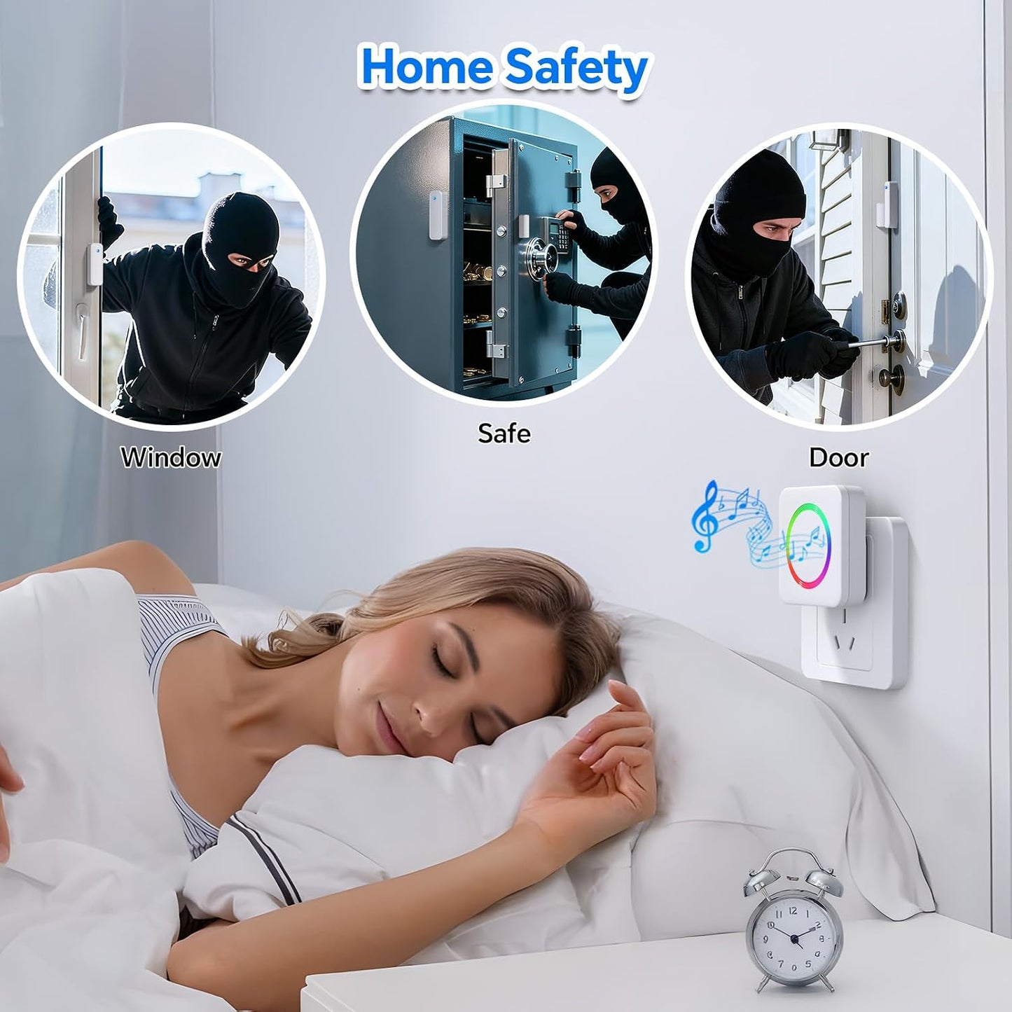 Door Chime When Door Opens, Satisure Wireless Doorbell Sensor Alarm | 700FT Door Entry Alert with 58 Chimes & 5 Volume Levels. Ideal Door Sensor Chime for Kids, Toddler & Dementia Safety