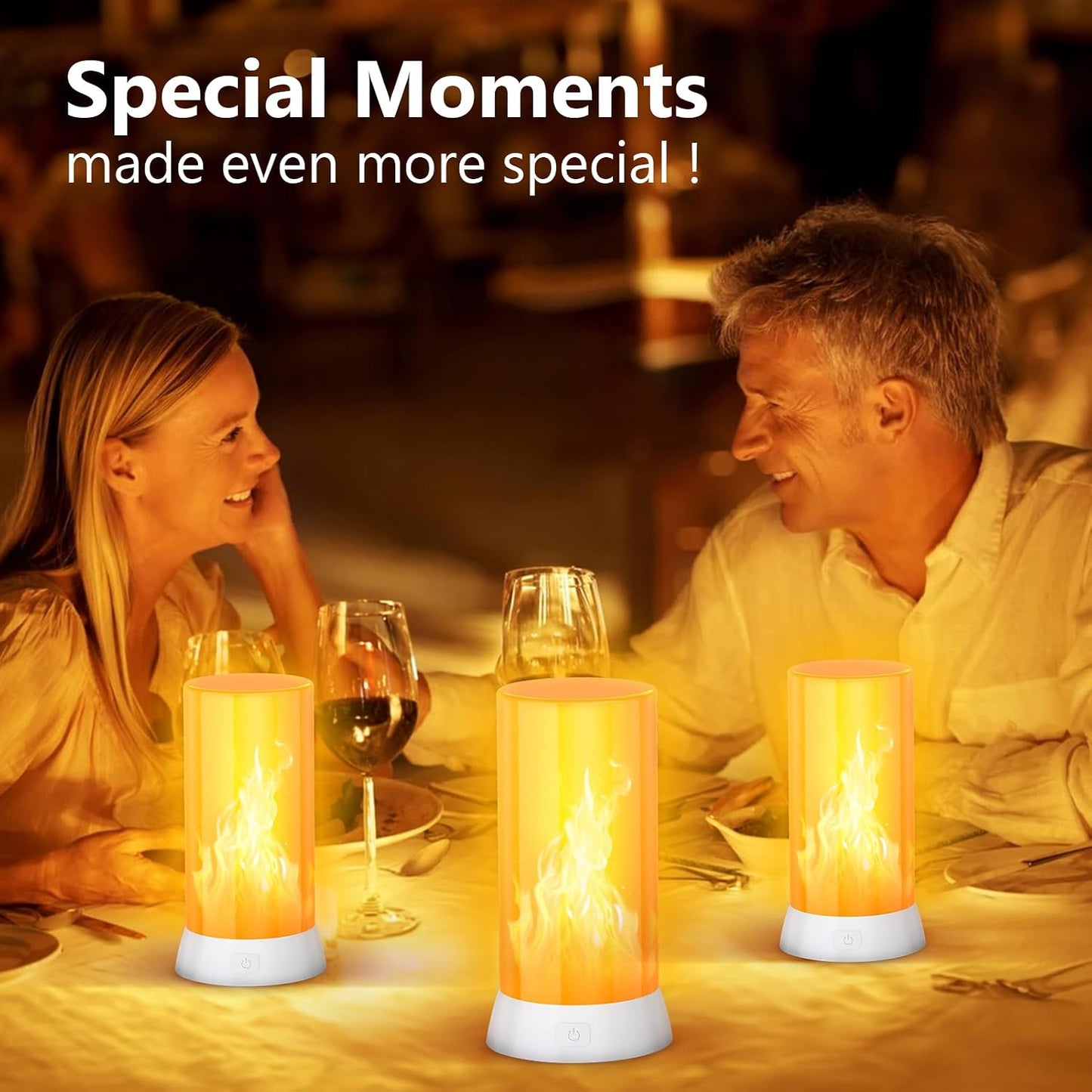 2PCS LED Flame Light, USB Rechargeable Flame Lamp with Remote & Timer, Waterproof Dimmable Flameless Candles Light for Home Party Garden Camping Halloween Christmas Decoration