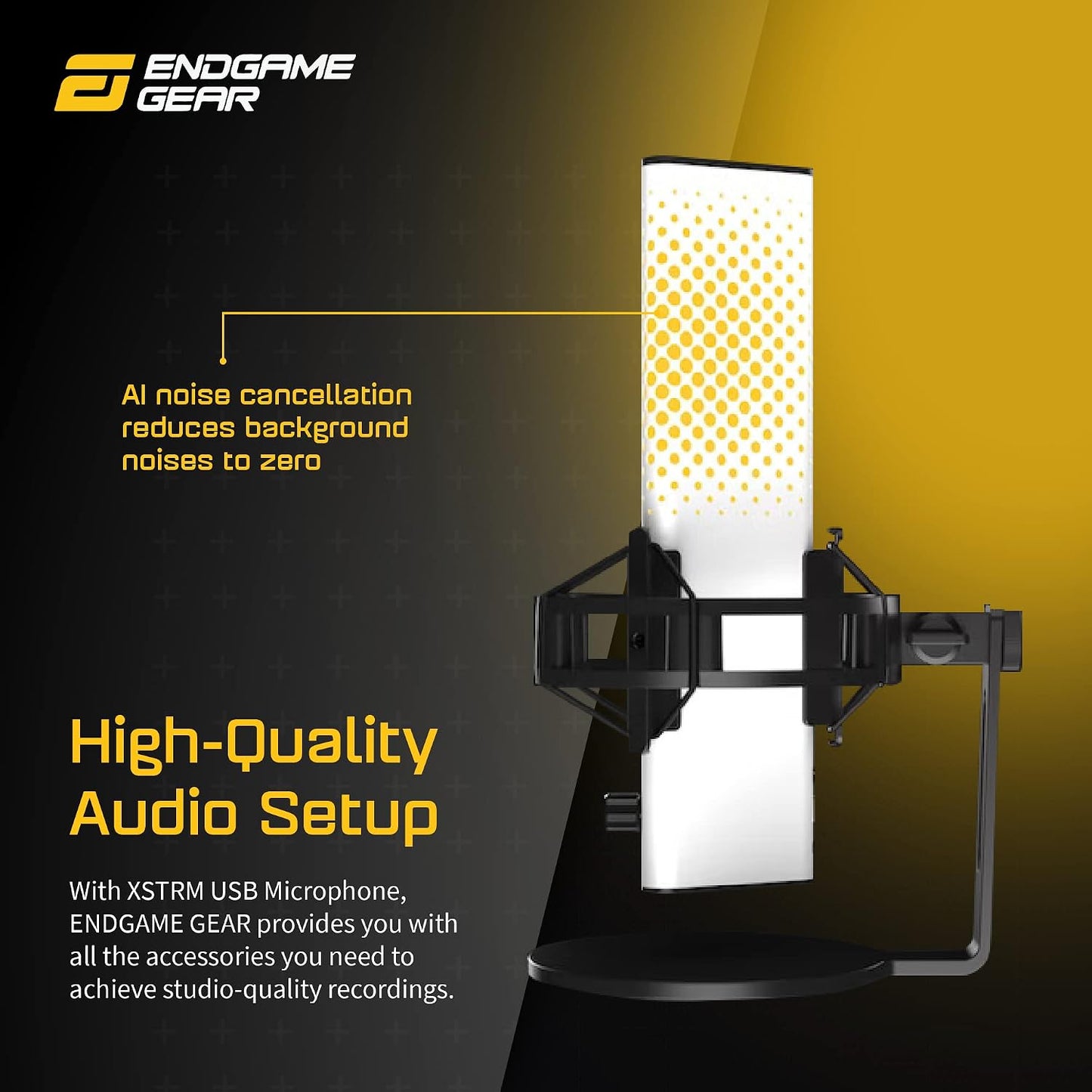 ENDGAME GEAR XSTRM USB RGB Microphone for PC Gaming, Cardioid Gaming Mic, White | USB RGB condenser gaming microphone, cardioid pickup, plug and play, for PC gaming and streaming