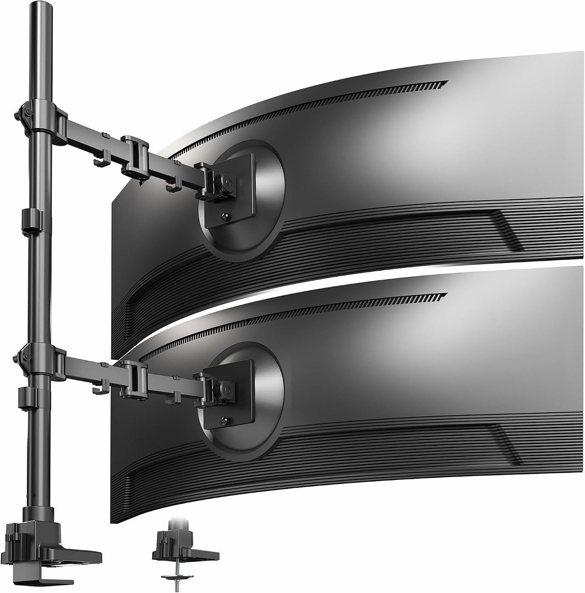 VIVO Dual Ultra-Wide Monitor Extra Tall Desk Mount for up to 49 inch Ultrawides, Clamp-on Adjustable Stand Holds 44 lbs per Screen, VESA up to 100x100mm, Black, STAND-V120T