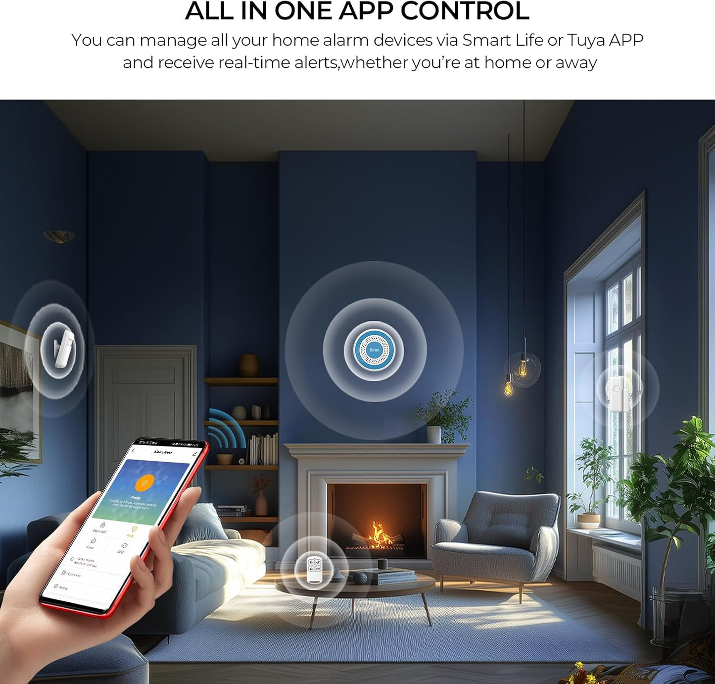 PGST Wireless Alarm System for Home Security,DIY WiFi Alarm Siren Systems,8-Piece Kits with Door/Window and Motion Sensors,Tuya App Alerts Remote Push,Compatible with Alexa Assistant,No Contract Fee