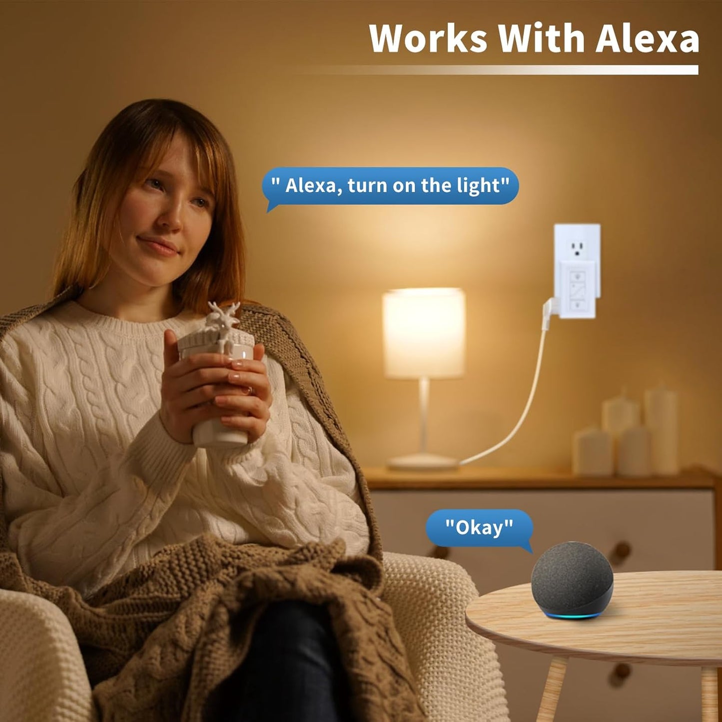 Smart Plug-in Dimmer, Wireless Dimmer Plug with Remote for Indoor Home Lighting, Digital Light Switch for Lamp Compatible with Alexa, for Dimmable LED/CFL Lights and Incandescent/Halogen
