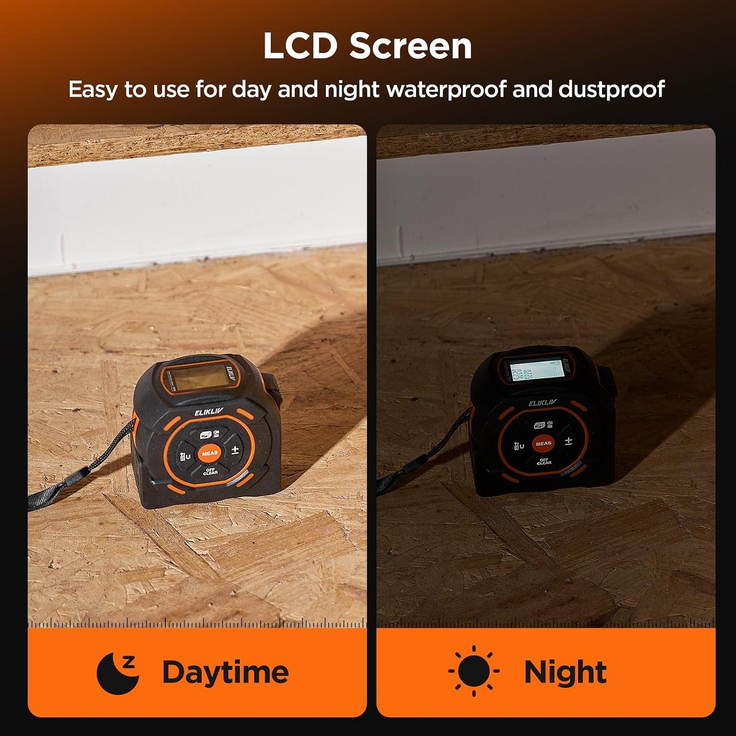 Laser Tape Measure 2-in-1, 197Ft Laser & 16Ft Digital Tape Measure | LCD Display, Pythagorean Mode, Area/Volume Calculation, USB-C Rechargeable, For Woodworking and Construction