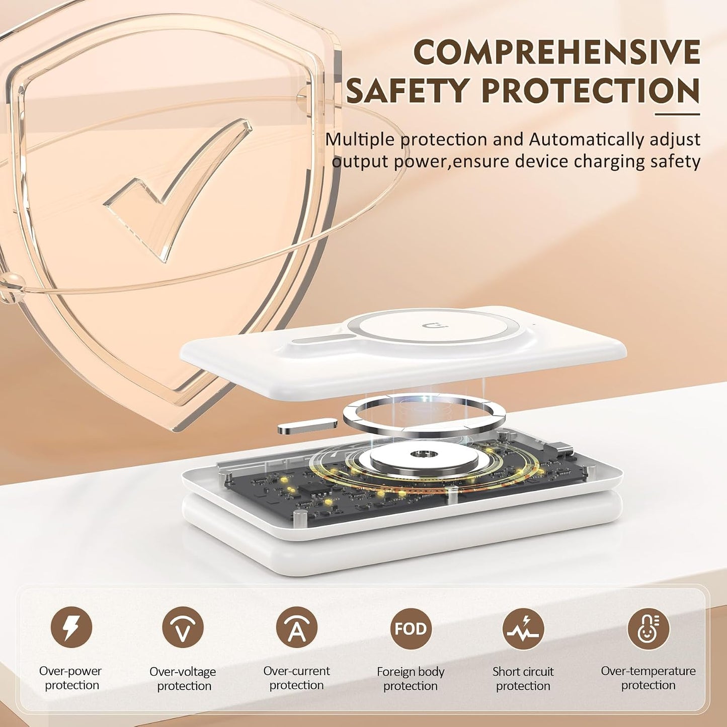 Magnetic Wireless Charger for iPhone: 3 in 1 Travel Charging Station for Apple Devices for iPhone 17 Air 16 15 14 13 12 Pro Max Plus - Foldable Charging Pad for Apple Watch Series & Airpods 4 3 2 Pro