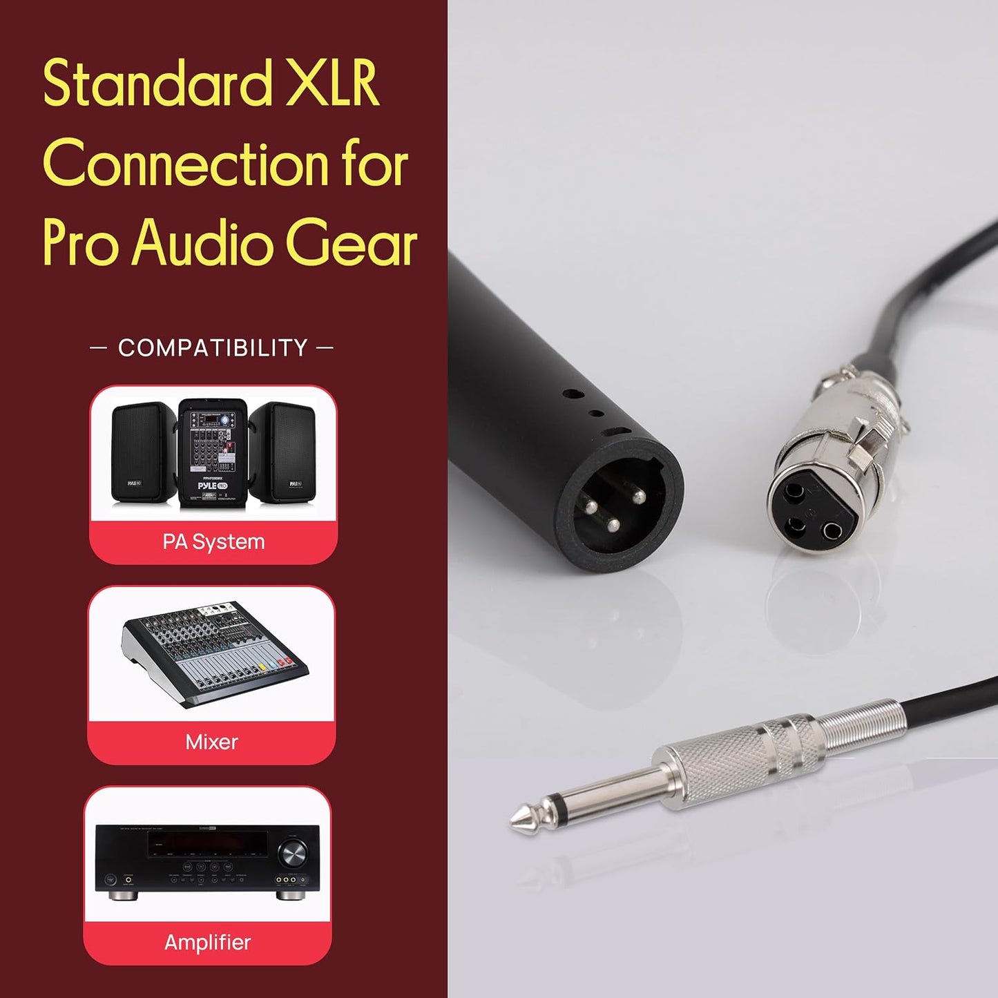 Pyle Microphone, Dynamic Cardioid, XLR Cable Included, Unidirectional, Rugged Construction, Built-in Pop Filter, Perfect for Stage & Studio, High Gain, Ultra-Wide Frequency Response, 15ft Cable
