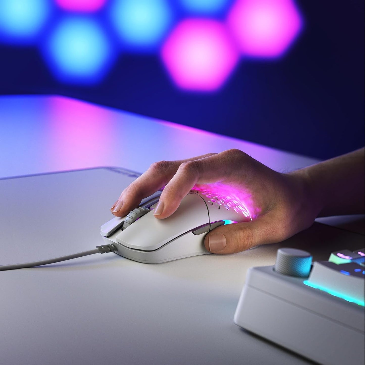 GLORIOUS Model O Eternal Ultralight RGB Gaming Mouse - Wired - 55g Lightweight - Customizable RGB Lighting - 6 Programmable Buttons - Symmetrical Design - 12K DPI Optical Sensor - PC/Mac - White
